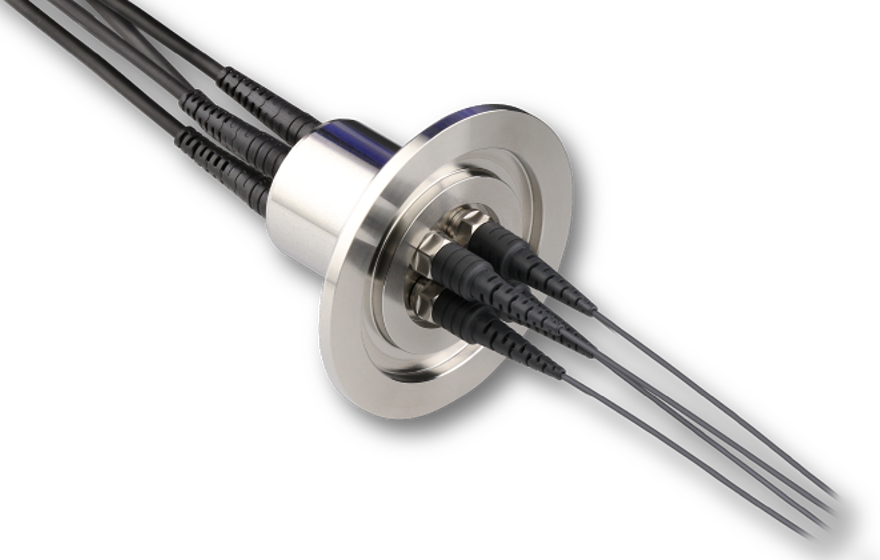 KF40 fourfold vacuum feedthrough for fiber cables